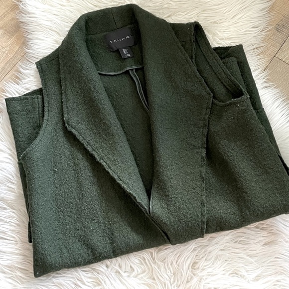 Tahari Wool Blend Dark Green Duster/Vest (M) - Picture 1 of 12